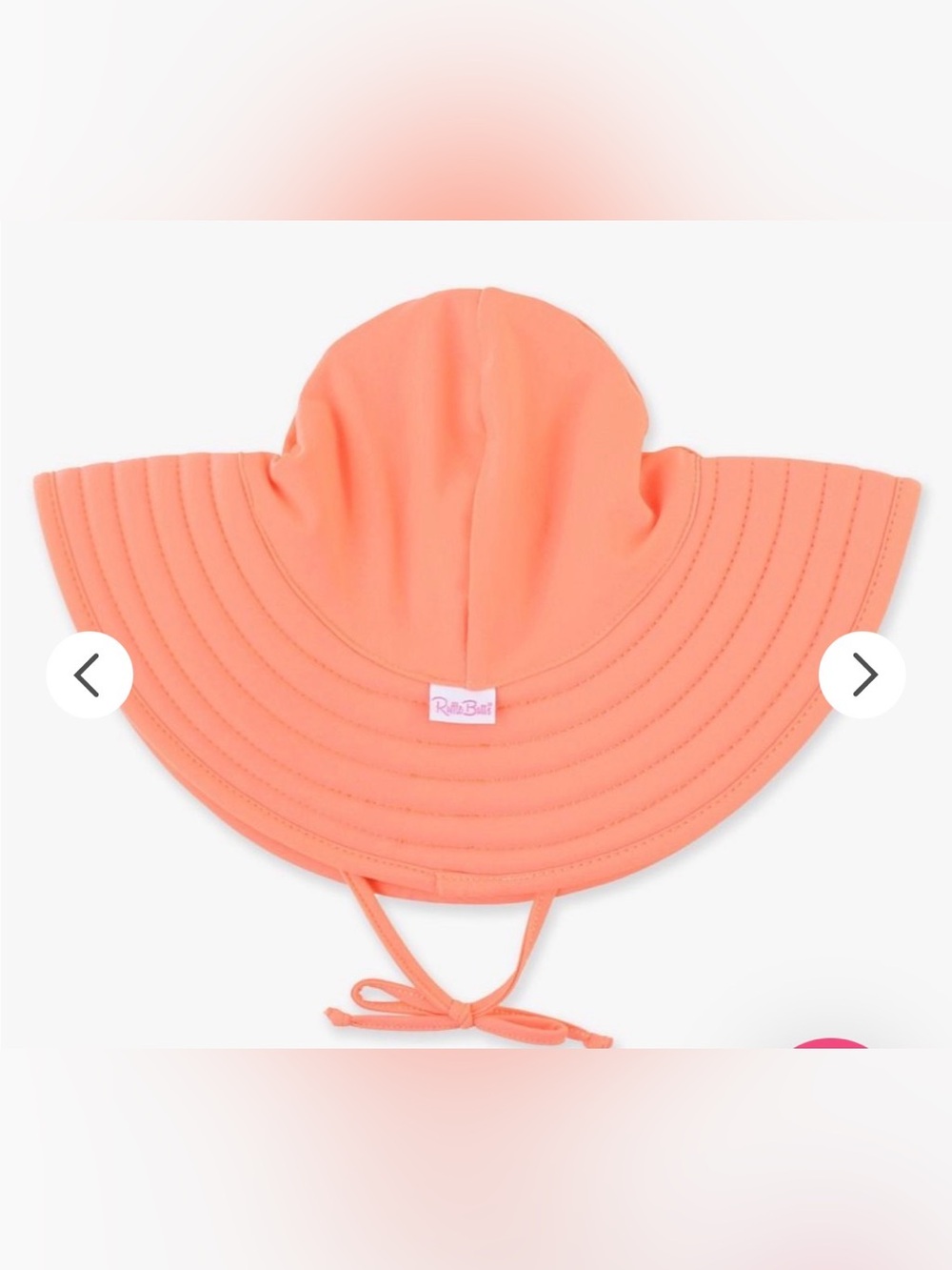 Ruffle Butts Coral Pink Wide Brim Swim/ Sun Hat with Chin Tie